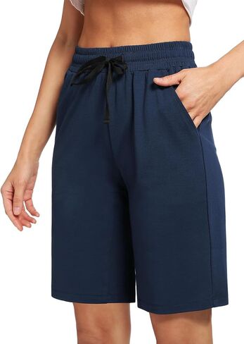 Women's Bermuda Shorts with Pockets Athletic Running Drawstring Lounge Shorts in Saudi Arabia