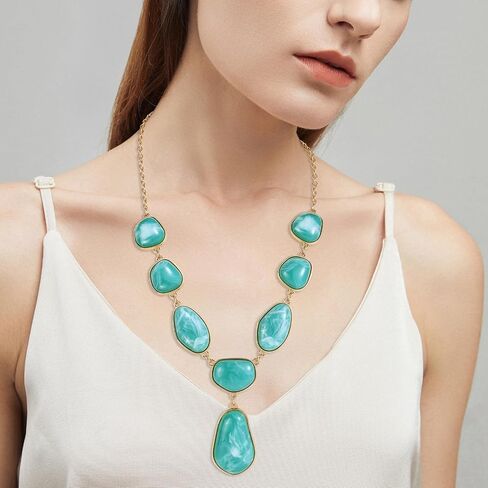 Bocar Bubble Chunky Necklace Alloy Necklace Resin Statement Pendant Necklace for Women in Saudi Arabia