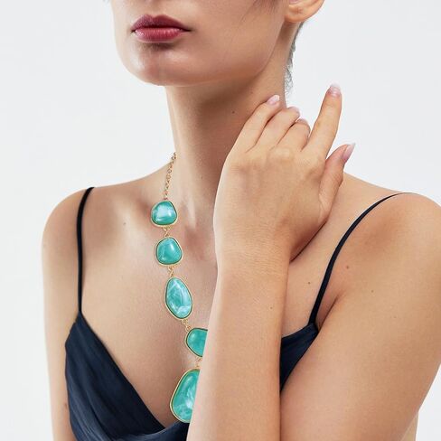 Bocar Bubble Chunky Necklace Alloy Necklace Resin Statement Pendant Necklace for Women in Saudi Arabia