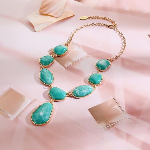 Bocar Bubble Chunky Necklace Alloy Necklace Resin Statement Pendant Necklace for Women in Saudi Arabia