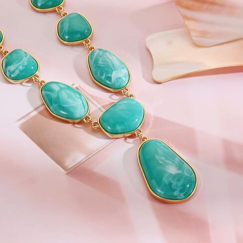 Bocar Bubble Chunky Necklace Alloy Necklace Resin Statement Pendant Necklace for Women in Saudi Arabia