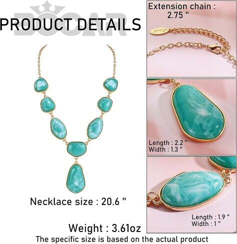 Bocar Bubble Chunky Necklace Alloy Necklace Resin Statement Pendant Necklace for Women in Saudi Arabia