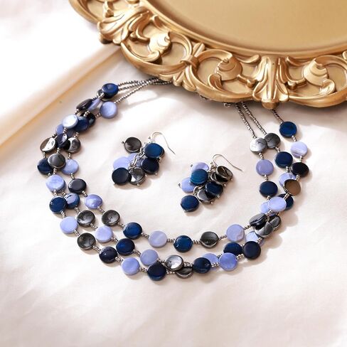 Flyonce Statement Necklaces for Women, Fashion Boho Shell Beaded Chunky Collar Necklace Costume Jewelry in Saudi Arabia