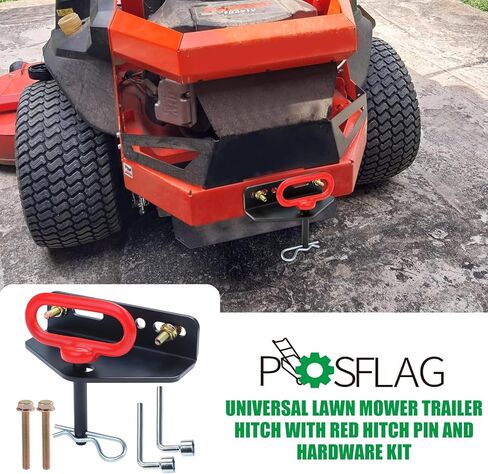 Thick Heavy Duty Steel Universal Zero Turn Mower Trailer Hitch with Red Lawn Mower Trailer Hitch Pin for Tractors and Mowers, Included Carriage Bolt, Nuts and R Clip in Saudi Arabia