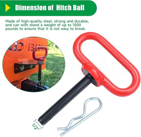 Thick Heavy Duty Steel Universal Zero Turn Mower Trailer Hitch with Red Lawn Mower Trailer Hitch Pin for Tractors and Mowers, Included Carriage Bolt, Nuts and R Clip in Saudi Arabia