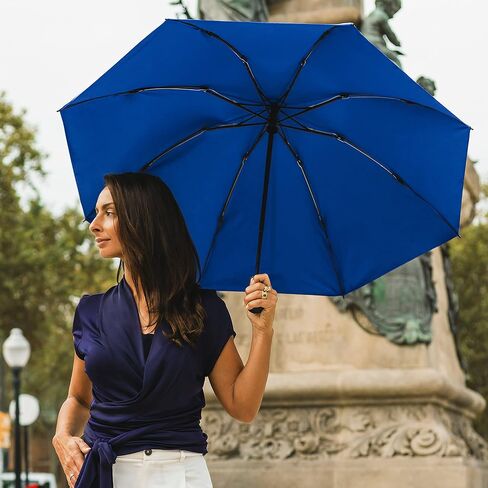 The Color Flip 46" Windproof Compact Inverted Umbrella Automatic Open Close Inside Out Mini Lightweight Reverse Umbrella for Rain & Sun, Strong Folding Umbrella For Men and Women, Royal Blue/Black in Saudi Arabia