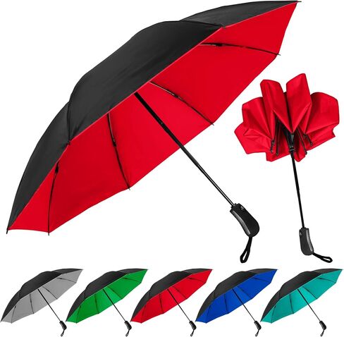 The Color Flip 46" Windproof Compact Inverted Umbrella Automatic Open Close Inside Out Mini Lightweight Reverse Umbrella for Rain & Sun, Strong Folding Umbrella For Men and Women, Royal Blue/Black in Saudi Arabia