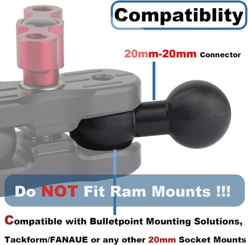 Aluminum 20mm Ball to 17mm Ball Adapter Extension Connector, for Garmin and Other GPS Devices with 17mm Ball Connections, Compatible with Bulletpoint Dash Mount Arm in Saudi Arabia