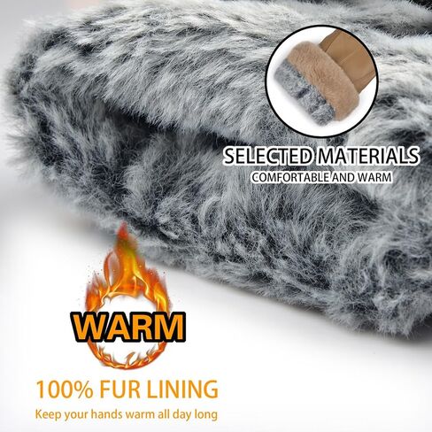 Harssidanzar Leather Gloves Women's Winter Thermal Dress Gloves Fur Lined For Cold Weather SL022US in Saudi Arabia