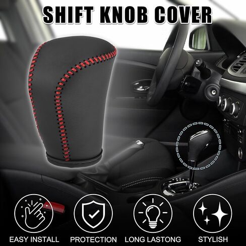 Gear Shift Knob Cover for Buick Excelle 04-12 with Black Stitches Durable | Interior Transmission Shifter Boot Lever Cover Black Faux Leather 1 Pcs in Saudi Arabia