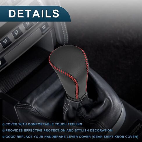 Gear Shift Knob Cover for Buick Excelle 04-12 with Black Stitches Durable | Interior Transmission Shifter Boot Lever Cover Black Faux Leather 1 Pcs in Saudi Arabia