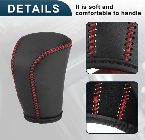Gear Shift Knob Cover for Buick Excelle 04-12 with Black Stitches Durable | Interior Transmission Shifter Boot Lever Cover Black Faux Leather 1 Pcs in Saudi Arabia