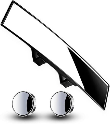 (3 PCS) Car Rear View Mirror and Blind Spot Side Mirror Set, 12'' Universal Panoramic Car Accessories, Easy Clip-On Installation for Cars, Trucks, and SUVs in Saudi Arabia