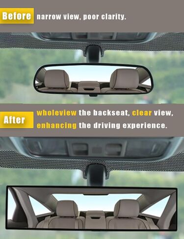 (3 PCS) Car Rear View Mirror and Blind Spot Side Mirror Set, 12'' Universal Panoramic Car Accessories, Easy Clip-On Installation for Cars, Trucks, and SUVs in Saudi Arabia