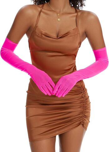 Ammiko Women Mesh Sheer Gloves Long Formal Gloves Lace Tulle Gloves Stretchy Sexy Gloves Costume Opera Party Dance Glove in Kuwait