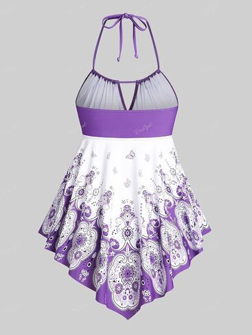 Rosegal 3D Figure Butterfly Printed Halter Ruched Tankini Sswimsuit in Saudi Arabia