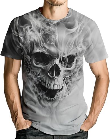 Men's Novelty Skull T-Shirt Vintage Graphic Tee Shirt Short Sleeves in Saudi Arabia