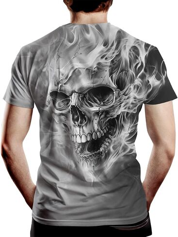 Men's Novelty Skull T-Shirt Vintage Graphic Tee Shirt Short Sleeves in Saudi Arabia