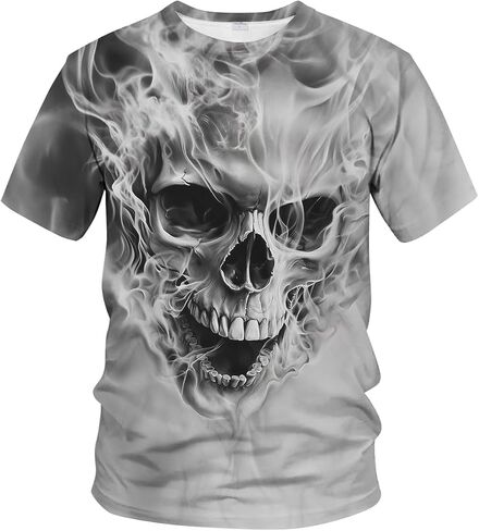 Men's Novelty Skull T-Shirt Vintage Graphic Tee Shirt Short Sleeves in Saudi Arabia