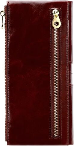 نساء RFID حظر محفظة ناعمة من الجلود القابض مالي سيداتي محفظة حامل البطاقة النحيف منظم zip Pocket (3020-Coffee) in Kuwait