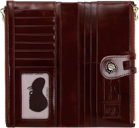 نساء RFID حظر محفظة ناعمة من الجلود القابض مالي سيداتي محفظة حامل البطاقة النحيف منظم zip Pocket (3020-Coffee) in Kuwait
