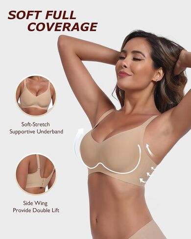 Wireless Comfortable Bra Seamless No Underwire Bras Full Coverage Push Up Women Wirefree Bras with Support in Kuwait