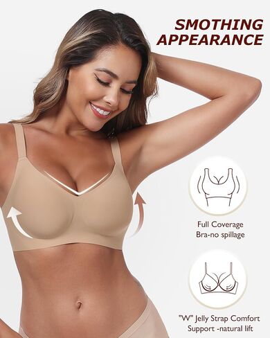 Wireless Comfortable Bra Seamless No Underwire Bras Full Coverage Push Up Women Wirefree Bras with Support in Kuwait