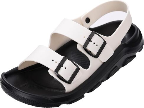 Harssidanzar Summer Mens Sandals مزدوج الشوكة القابلة للتعديل شرائح شاطئ شاطئ مسطحة KM242US in Kuwait