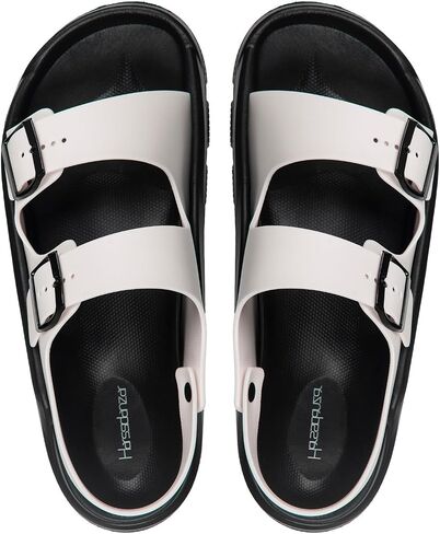 Harssidanzar Summer Mens Sandals مزدوج الشوكة القابلة للتعديل شرائح شاطئ شاطئ مسطحة KM242US in Kuwait