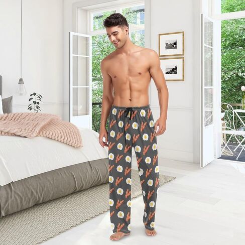 Ollabaky Pjs Men's Pajama Pants Separate Bottoms Men Long Sleep Pants Lounge Pants with Pockets in Saudi Arabia