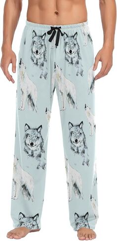 Ollabaky Pjs Men's Pajama Pants Separate Bottoms Men Long Sleep Pants Lounge Pants with Pockets in Saudi Arabia