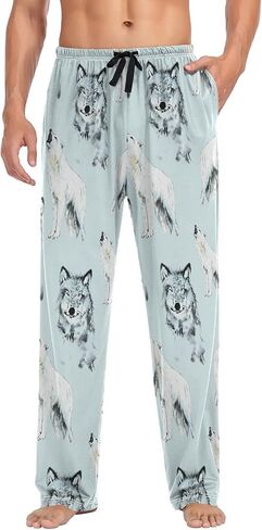 Ollabaky Pjs Men's Pajama Pants Separate Bottoms Men Long Sleep Pants Lounge Pants with Pockets in Saudi Arabia
