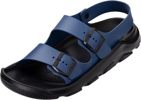 Harssidanzar Summer Mens Sandals مزدوج الشوكة القابلة للتعديل شرائح شاطئ شاطئ مسطحة KM242US in Kuwait