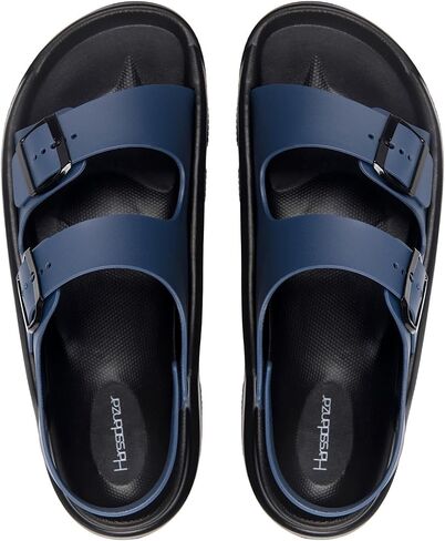 Harssidanzar Summer Mens Sandals مزدوج الشوكة القابلة للتعديل شرائح شاطئ شاطئ مسطحة KM242US in Kuwait