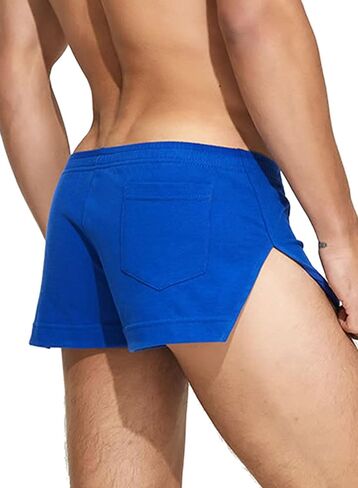 Mens 3" Large Split Side Lounge Shorts Cotton for Sleeping Home Workout Gym Bodybuilding in Saudi Arabia