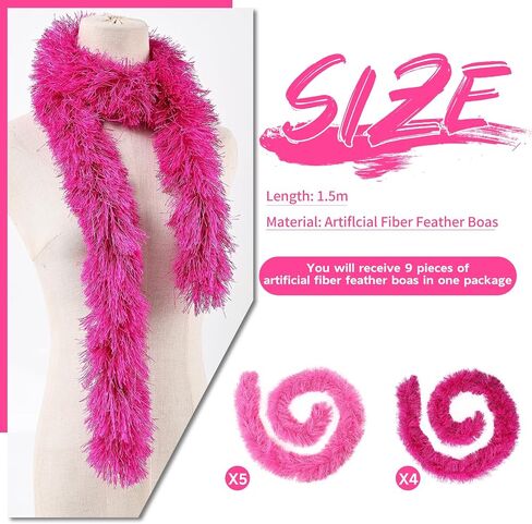 9pcs Feather Boas 5ft Artificial Fluffy Boas Bulk for Wedding Birthday Party Christmas Costume Decor in Saudi Arabia