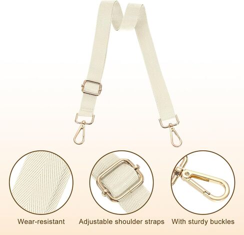 uxcell Wide Shoulder Strap, 2.5cm Adjustable Purse Strap Replacement Crossbody Strap for Shoulder Bag Handbag, Beige, Light Gold Pull Core Buckle in Saudi Arabia