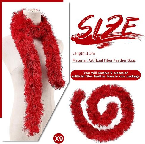 9pcs Feather Boas 5ft Artificial Fluffy Boas Bulk for Wedding Birthday Party Christmas Costume Decor in Saudi Arabia