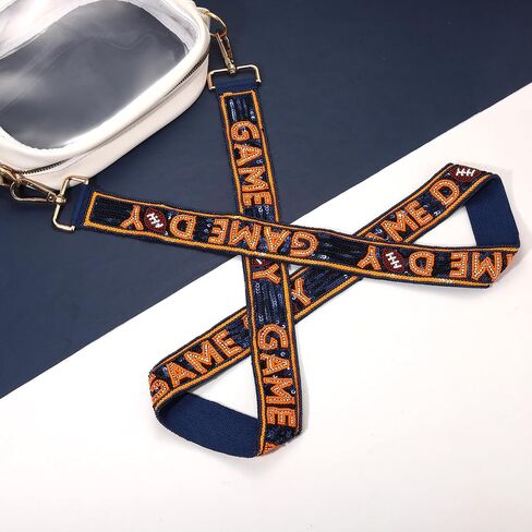 YAHPERN Beaded Purse Straps Game Day Purse Strap Replacement Sequin Crossbody Football Purse Strap for Stadium Clear Bag in Saudi Arabia