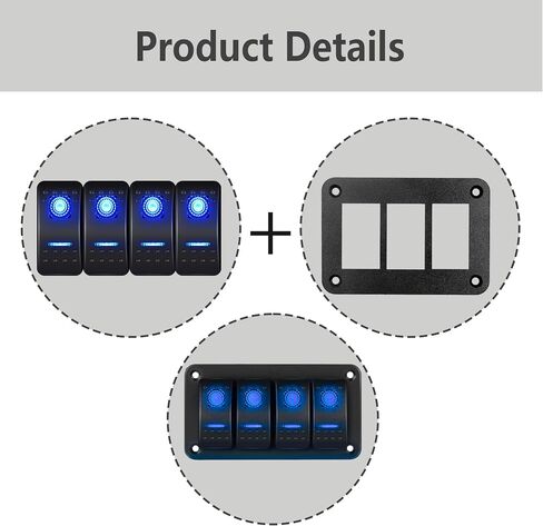 4 Way Rocker Switch Panel Housing Holder, 4 Gang Black Aluminium Rocker Switch Housing Bracket Shell Bracket for Car Truck Marine Boat RV Vehicle in Saudi Arabia