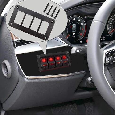 4 Way Rocker Switch Panel Housing Holder, 4 Gang Black Aluminium Rocker Switch Housing Bracket Shell Bracket for Car Truck Marine Boat RV Vehicle in Saudi Arabia