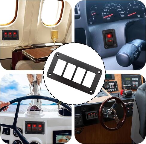 4 Way Rocker Switch Panel Housing Holder, 4 Gang Black Aluminium Rocker Switch Housing Bracket Shell Bracket for Car Truck Marine Boat RV Vehicle in Saudi Arabia