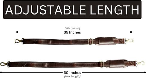 RUSTIC TOWN Leather Bag Replacement Shoulder Strap - Adjustable/Comfortable Strap with Shoulder Padding for all Duffle, Satchel, Messenger, Briefcase Bag (Brown Belt with White Stitching) in Saudi Arabia