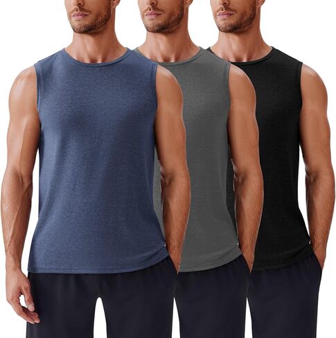 Pinspark Men's 3 Pack Pack Tank Tops قمصان الصالة الرياضية بلا أكمام القمصان الجافة الجافة القمصان العضلية للرجال in Kuwait