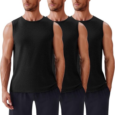 Pinspark Men's 3 Pack Pack Tank Tops قمصان الصالة الرياضية بلا أكمام القمصان الجافة الجافة القمصان العضلية للرجال in Kuwait