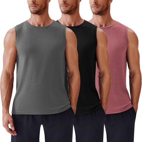 Pinspark Men's 3 Pack Pack Tank Tops قمصان الصالة الرياضية بلا أكمام القمصان الجافة الجافة القمصان العضلية للرجال in Saudi Arabia