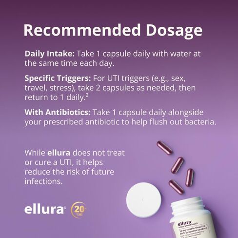 ellura 36mg Clinically Proven Soluble, Bioactive PACs – 100% Concentrated Cranberry Fruit Juice Extract, for UTI Support & Urinary Tract Health, 30 Capsules. in Saudi Arabia