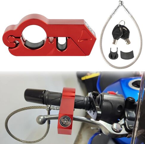 PSLER Motorcycle Lock - Universal Anti-Theft Brake & Throttle Lock for Motorcycles, ATVs, Scooters & Dirt Bikes (Red) in Saudi Arabia