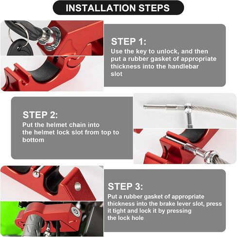 PSLER Motorcycle Lock - Universal Anti-Theft Brake & Throttle Lock for Motorcycles, ATVs, Scooters & Dirt Bikes (Red) in Saudi Arabia
