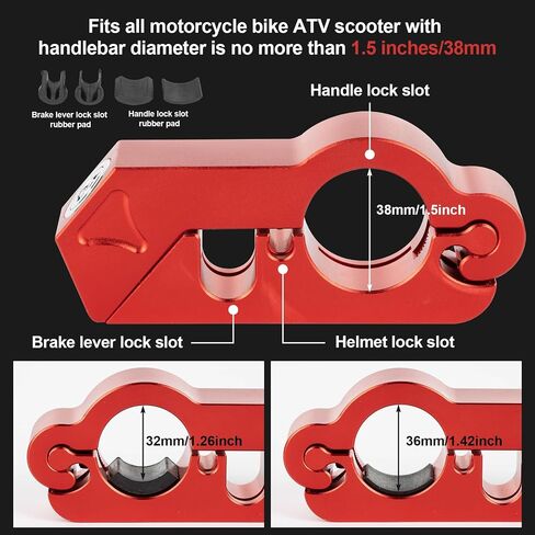 PSLER Motorcycle Lock - Universal Anti-Theft Brake & Throttle Lock for Motorcycles, ATVs, Scooters & Dirt Bikes (Red) in Saudi Arabia